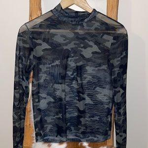 Bershka See Through Camo Top